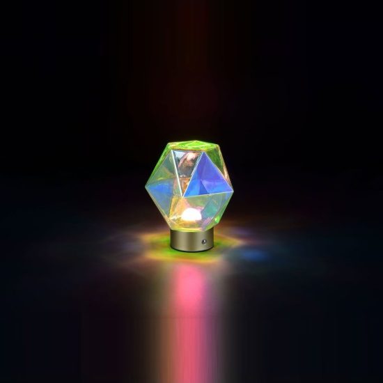 Abat-jour ricaricabile led 1,5w 3000k touch per comodino a diamante in vetro multicolore oro