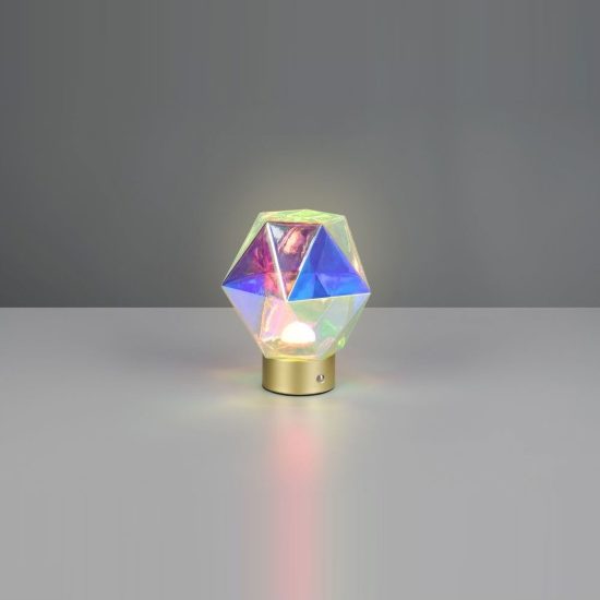 Abat-jour ricaricabile led 1,5w 3000k touch per comodino a diamante in vetro multicolore oro