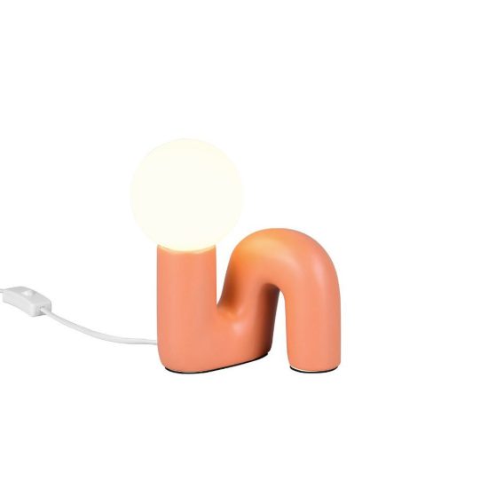 Abat-jour per comodino moderno pesca in ceramica con sfera in vetro bianco