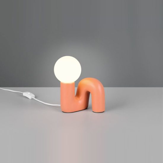 Abat-jour per comodino moderno pesca in ceramica con sfera in vetro bianco
