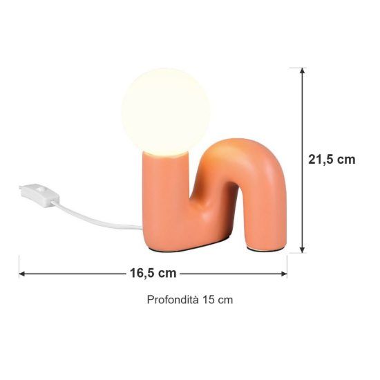 Abat-jour per comodino moderno pesca in ceramica con sfera in vetro bianco