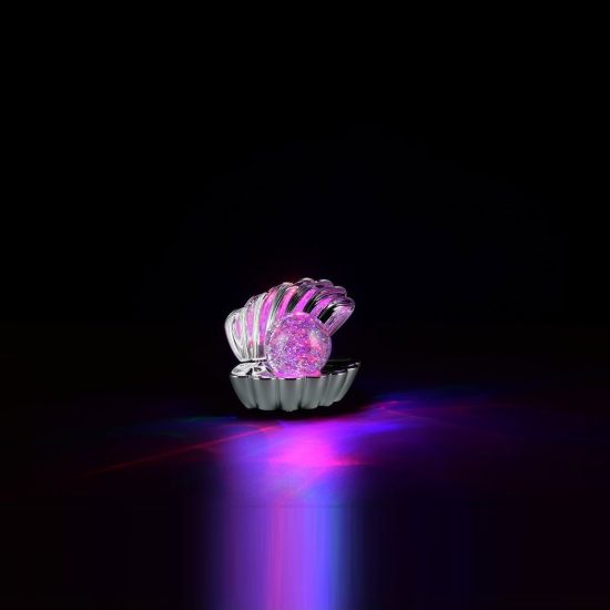 Lampada da tavolo led 0,8w rgb a batterie per cameretta a forma di conchiglia cromo
