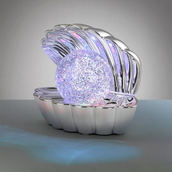 Lampada da tavolo led 0,8w rgb a batterie per cameretta a forma di conchiglia cromo