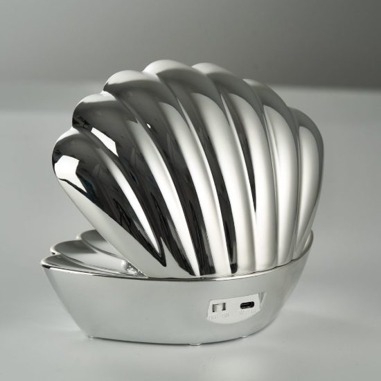 Lampada da tavolo led 0,8w rgb a batterie per cameretta a forma di conchiglia cromo