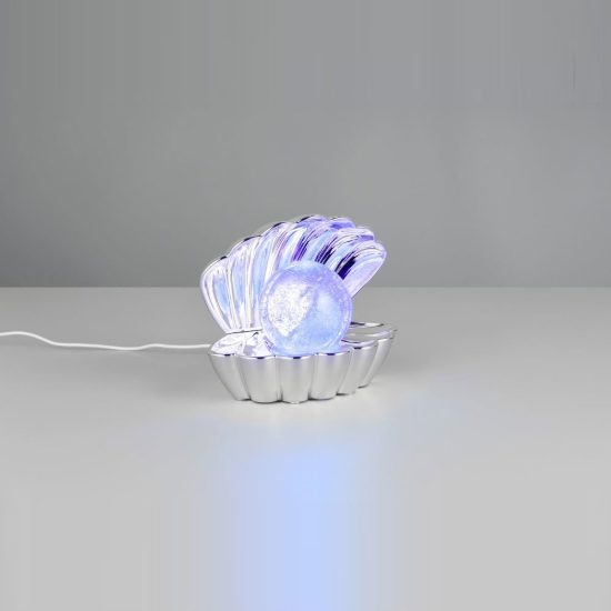 Lampada da tavolo led 0,8w rgb a batterie per cameretta a forma di conchiglia cromo