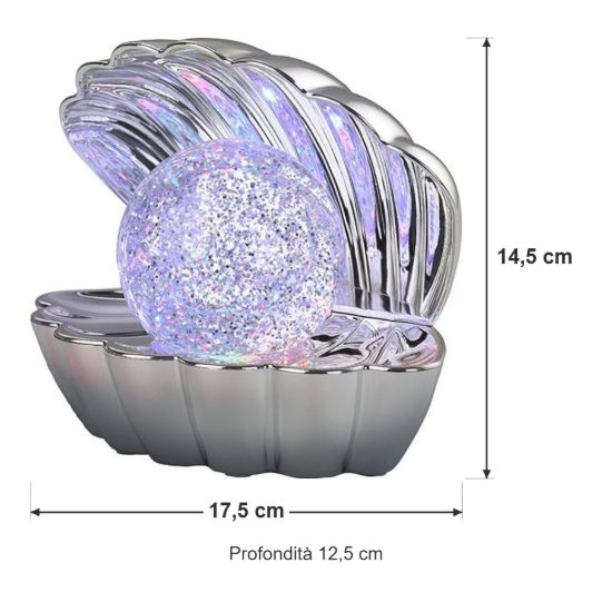 Lampada da tavolo led 0,8w rgb a batterie per cameretta a forma di conchiglia cromo