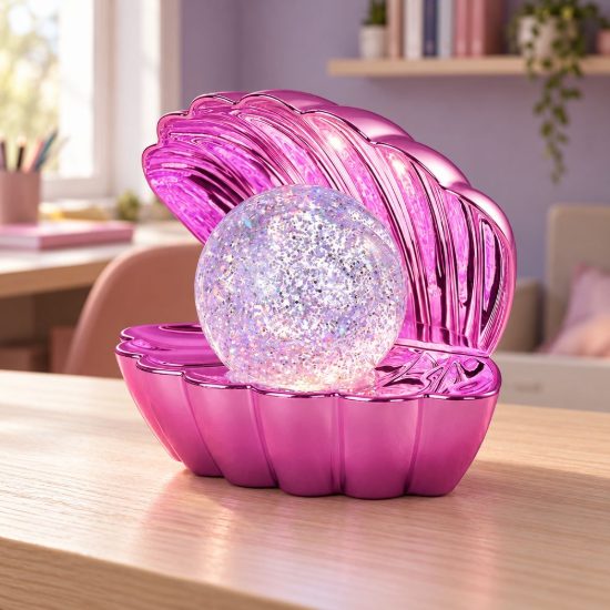 Lampada da tavolo led 0,8w rgb a batterie per cameretta a forma di conchiglia rosa