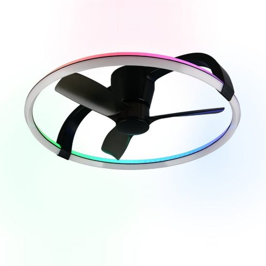 Ventilatore da soffitto con luce led 37w cct 2700k 6500k rgb con telecomando nero