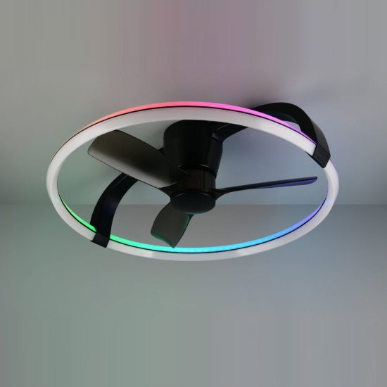Ventilatore da soffitto con luce led 37w cct 2700k 6500k rgb con telecomando nero
