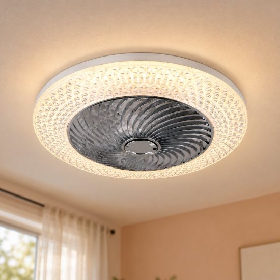 Ventilatore da soffitto con luce led 35w cct 2700k 6500k rgb con telecomando nero