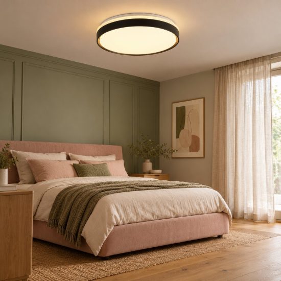 Plafoniera led 33w cct 2700k 6500k con telecomando rotonda nera retroilluminata effetto cristallo