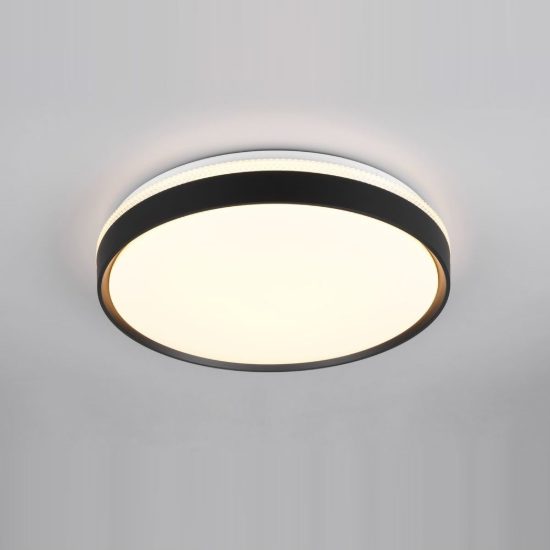 Plafoniera led 33w cct 2700k 6500k con telecomando rotonda nera retroilluminata effetto cristallo