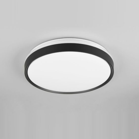 Plafoniera led 33w cct 2700k 6500k con telecomando rotonda nera retroilluminata effetto cristallo