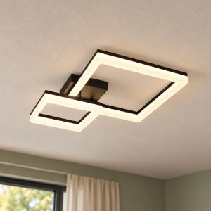 Plafoniera led 22w 3000k per corridoio moderna a doppio quadrato nera