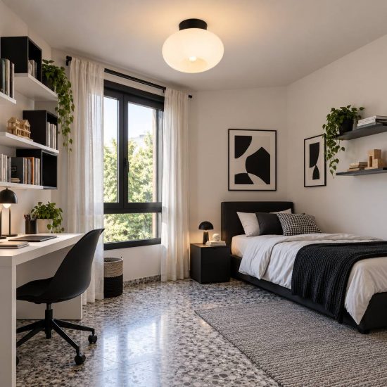 Plafoniera moderna in vetro opale bianco con montatura nera