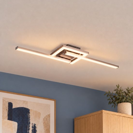 Plafoniera led 17w 3000k per corridoio moderna a elementi orientabili nichel opaco