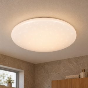 Plafoniera led 15w 3000k con sensore di movimento ip44 per bagno bianca effetto cielo stellato