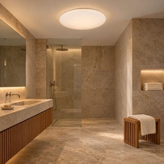 Plafoniera led 15w 3000k con sensore di movimento ip44 per bagno bianca effetto cielo stellato