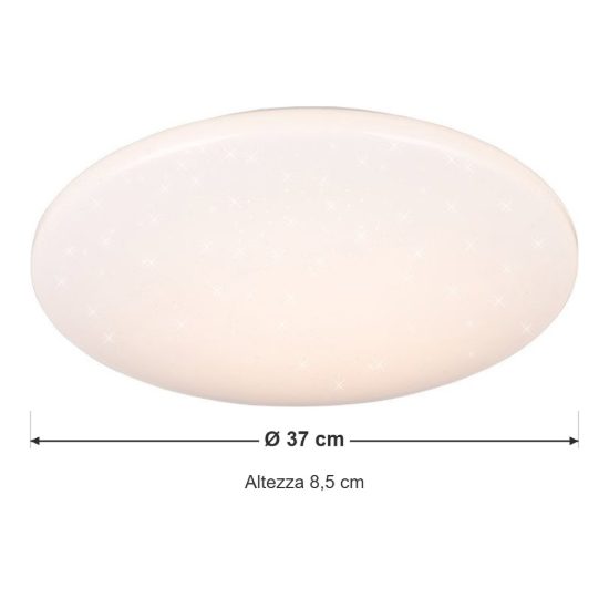 Plafoniera led 15w 3000k con sensore di movimento ip44 per bagno bianca effetto cielo stellato
