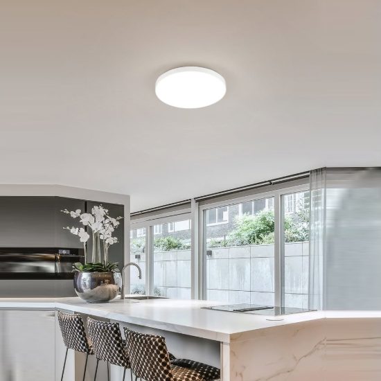 Plafoniera led 18w 4000k ip44 per bagno rotonda bianca con fissaggio rapido confezione 10 pezzi