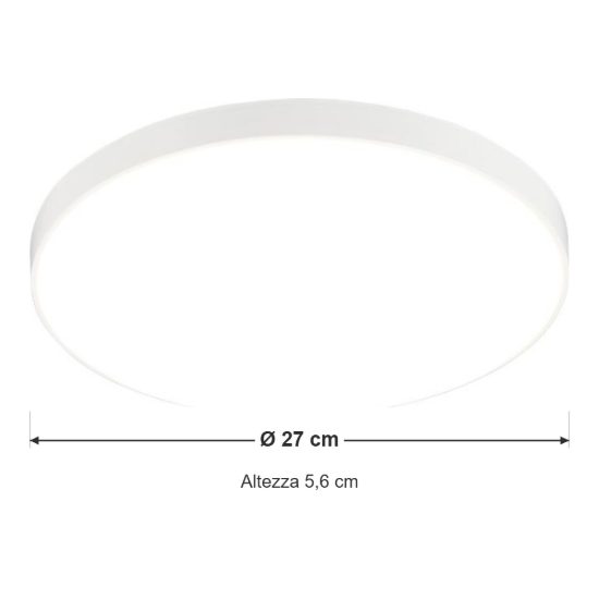 Plafoniera led 18w 4000k ip44 per bagno rotonda bianca con fissaggio rapido confezione 10 pezzi