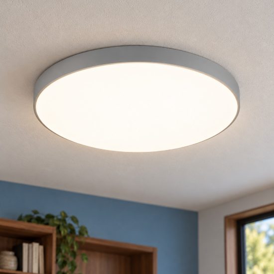 Plafoniera led 18w 4000k ip44 moderna rotonda titanio con fissaggio rapido confezione 10 pezzi