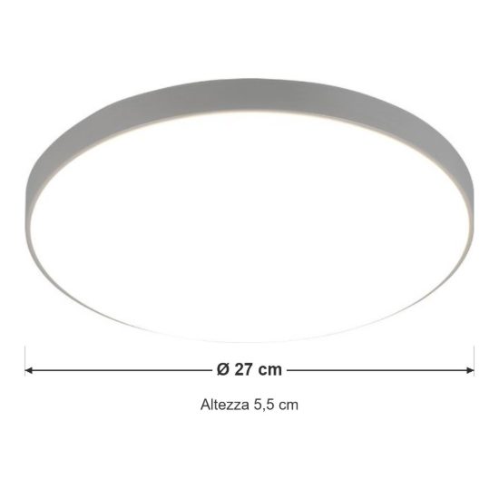 Plafoniera led 18w 4000k ip44 moderna rotonda titanio con fissaggio rapido confezione 10 pezzi