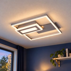 Plafoniera led 22w 3000k nichel opaco a forme geometriche luminose