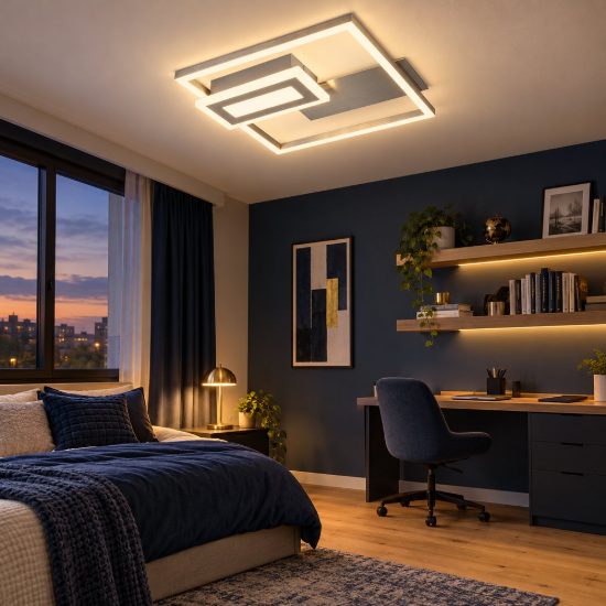 Plafoniera led 22w 3000k nichel opaco a forme geometriche luminose
