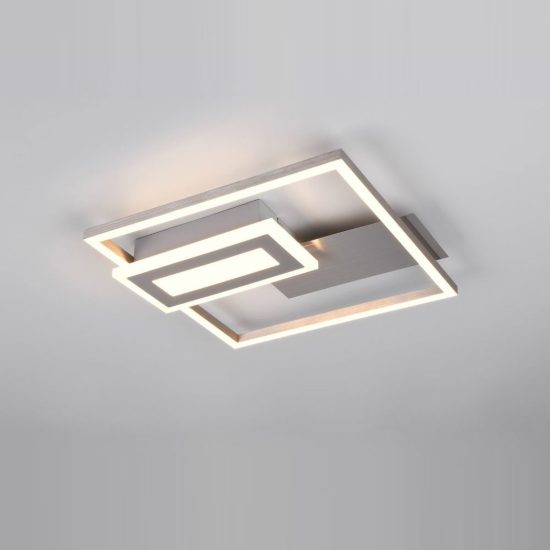 Plafoniera led 22w 3000k nichel opaco a forme geometriche luminose