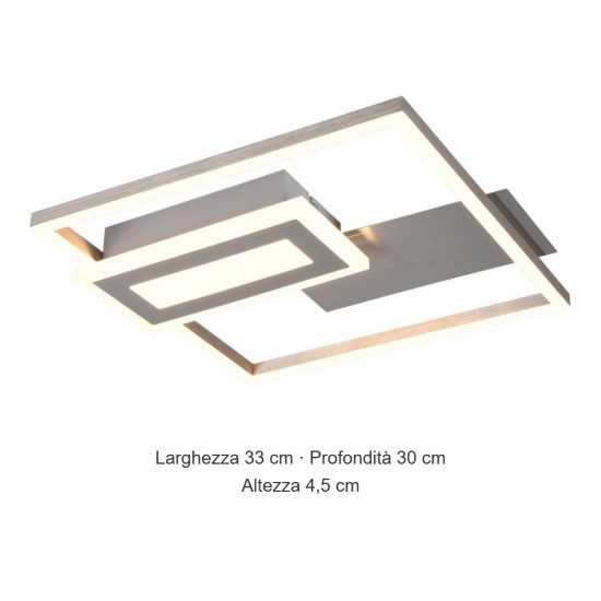 Plafoniera led 22w 3000k nichel opaco a forme geometriche luminose