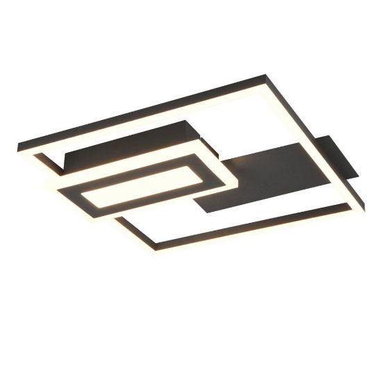 Plafoniera led 22w 3000k nera a forme geometriche luminose