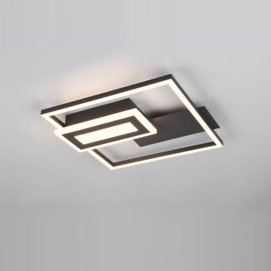 Plafoniera led 22w 3000k nera a forme geometriche luminose