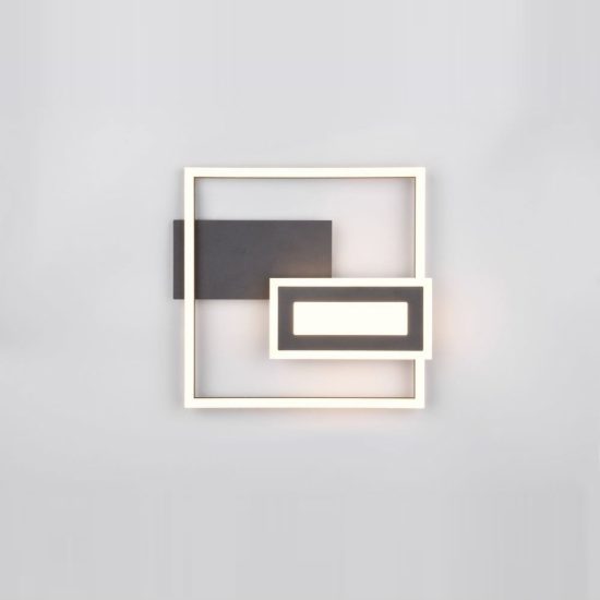 Plafoniera led 22w 3000k nera a forme geometriche luminose