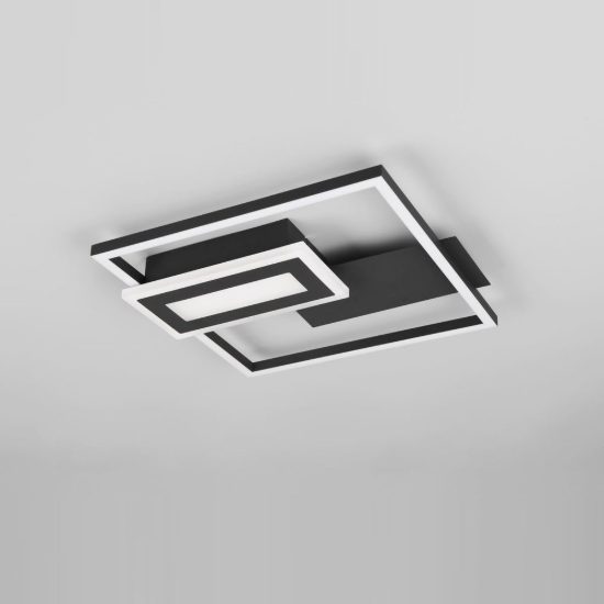 Plafoniera led 22w 3000k nera a forme geometriche luminose