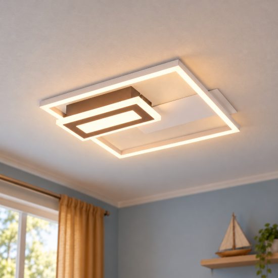 Plafoniera led 22w 3000k caffe a forme geometriche luminose