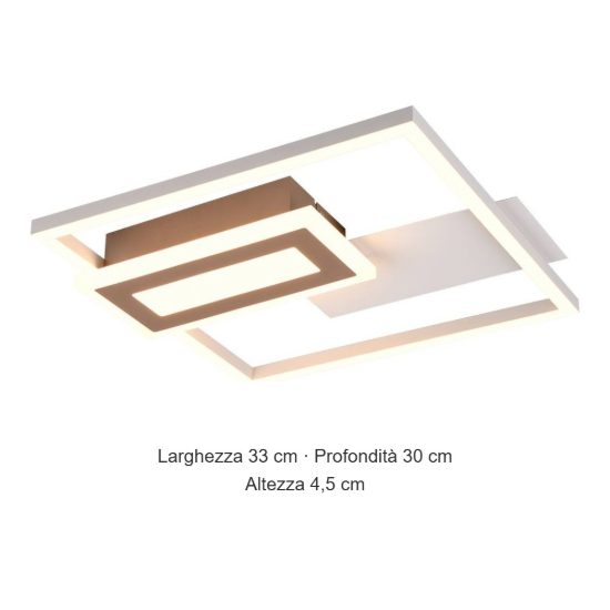 Plafoniera led 22w 3000k caffe a forme geometriche luminose