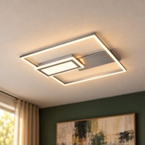 Plafoniera led 32w cct 2700k 6500k con telecomando nichel opaco a forme geometriche luminose