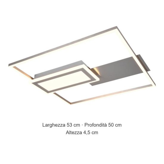 Plafoniera led 32w cct 2700k 6500k con telecomando nichel opaco a forme geometriche luminose