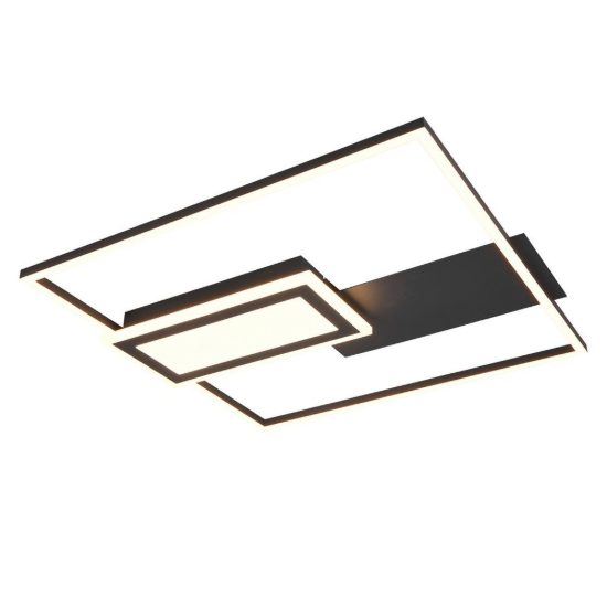 Plafoniera led 32w cct 2700k 6500k con telecomando nera a forme geometriche luminose