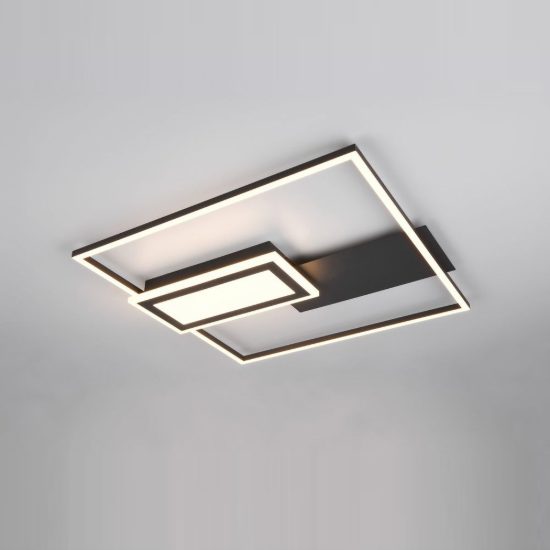 Plafoniera led 32w cct 2700k 6500k con telecomando nera a forme geometriche luminose