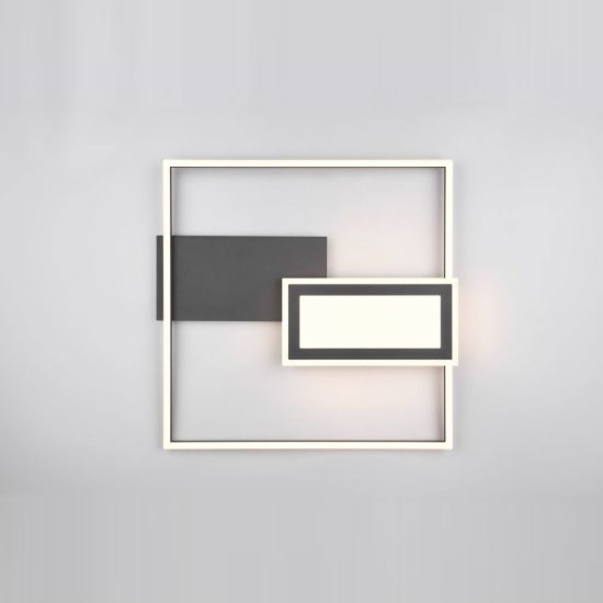 Plafoniera led 32w cct 2700k 6500k con telecomando nera a forme geometriche luminose