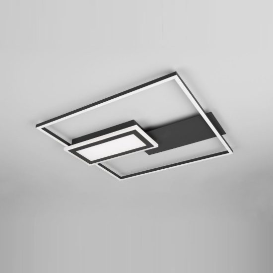 Plafoniera led 32w cct 2700k 6500k con telecomando nera a forme geometriche luminose