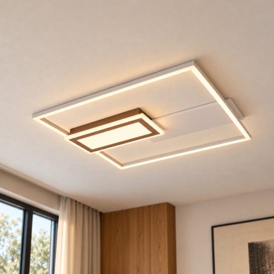 Plafoniera led 32w cct 2700k 6500k con telecomando caffe a forme geometriche luminose