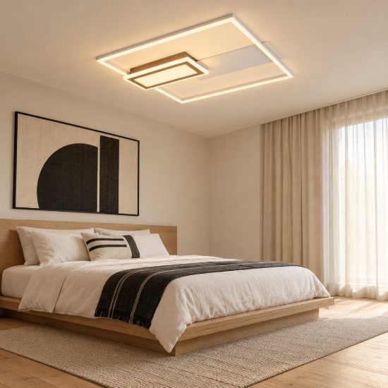Plafoniera led 32w cct 2700k 6500k con telecomando caffe a forme geometriche luminose