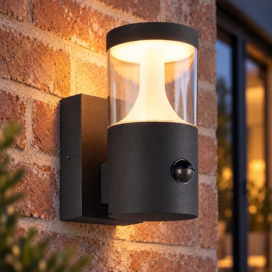 Applique da esterno led 13w cct 2200k 3000k 4000k con sensore di movimento ip54 moderna antracite