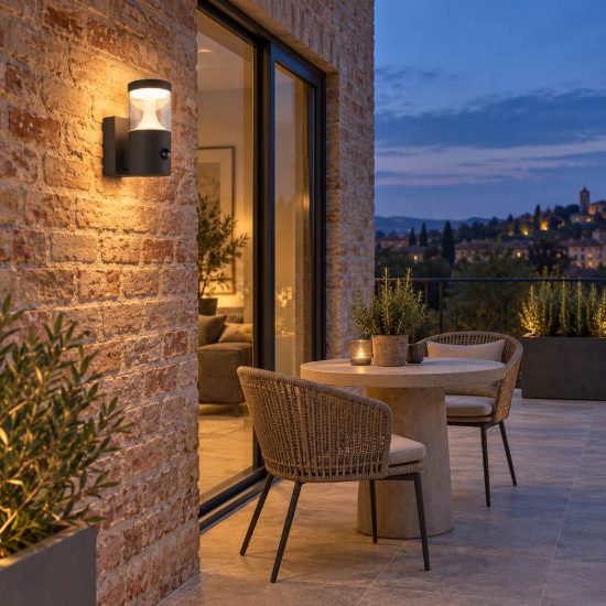 Applique da esterno led 13w cct 2200k 3000k 4000k con sensore di movimento ip54 moderna antracite