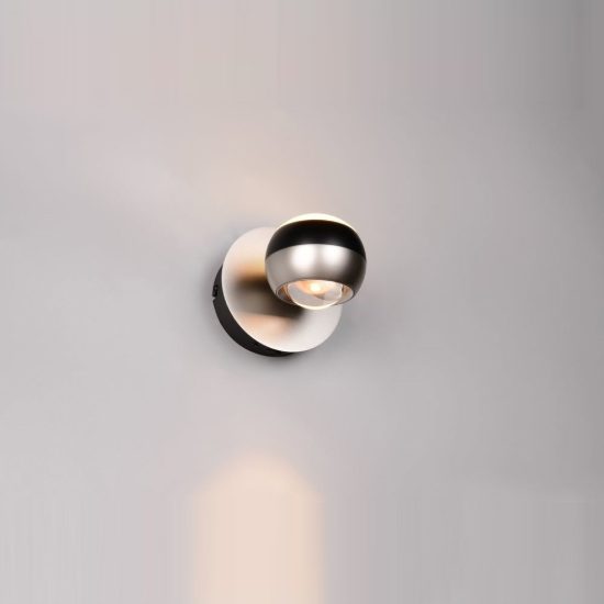 Applique per salotto led 8w cct 2300k 3000k 4000k bi-emissione orientabile moderna nichel opaco nera