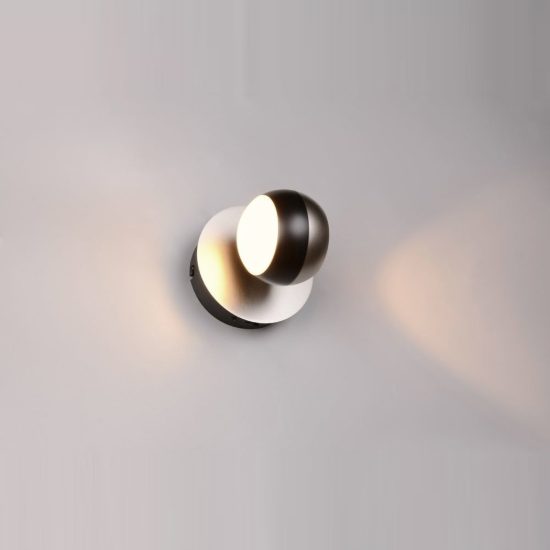 Applique per salotto led 8w cct 2300k 3000k 4000k bi-emissione orientabile moderna nichel opaco nera