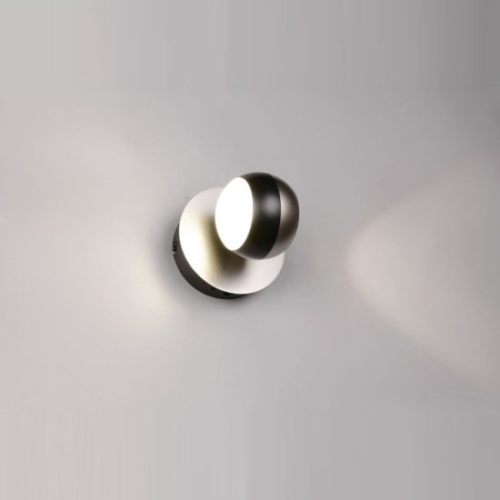 Applique per salotto led 8w cct 2300k 3000k 4000k bi-emissione orientabile moderna nichel opaco nera